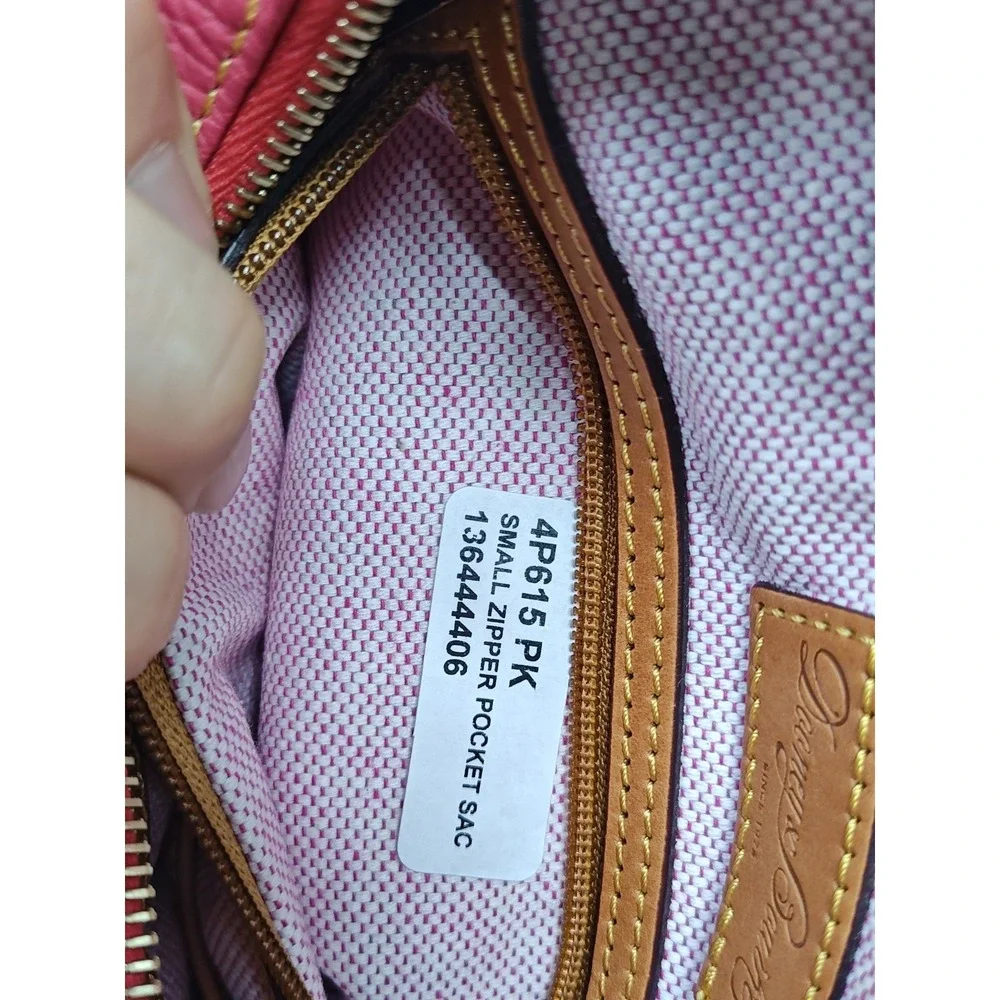 Dooney & Bourke Pebble Grain Pink Small Zipper Pocket Sac Leather Hobo Purse